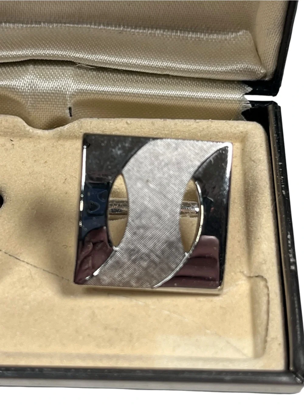 Vtg Swank Square Design Polished Brushed Geometric Print New in Original Box